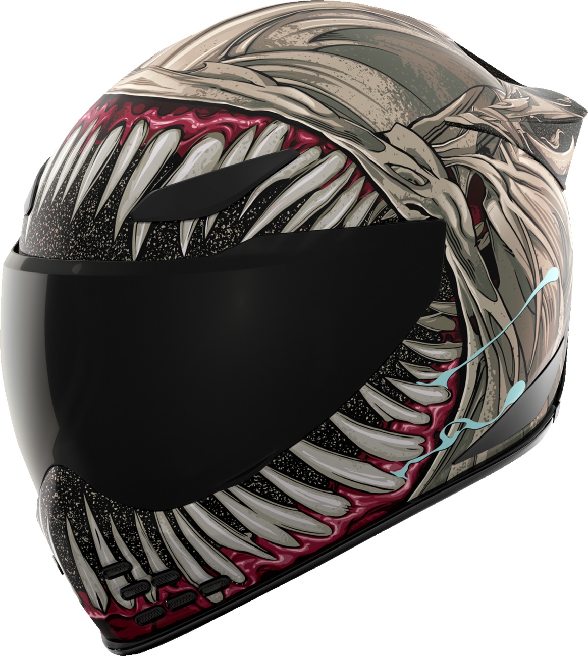 ICON Domain Grand Maw Helmet XL Gray/Black/Red - Full-face helmet with premium FRP shell - Click Image to Close