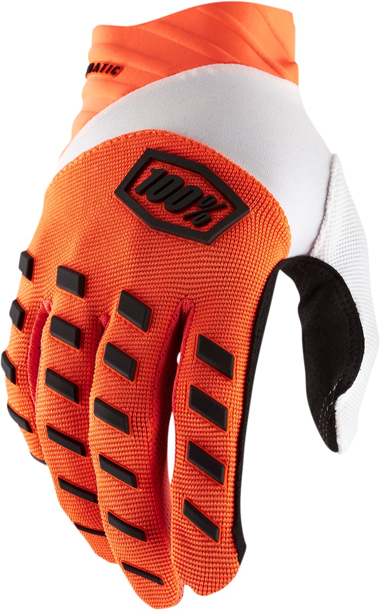 100% Airmatic Gloves Fluorescent Orange Men's Small - MX gloves, Small, Fluorescent Orange, Men's - Click Image to Close