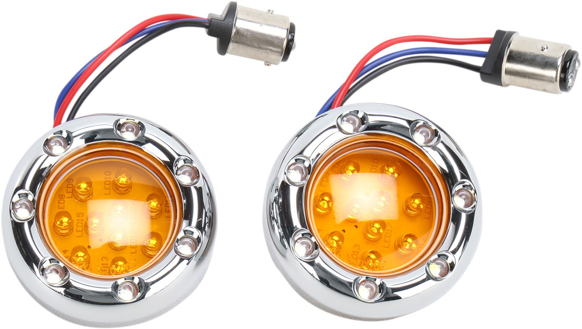 Arlen Ness Fire Ring LED Light, Amber, 1157 base - Click Image to Close
