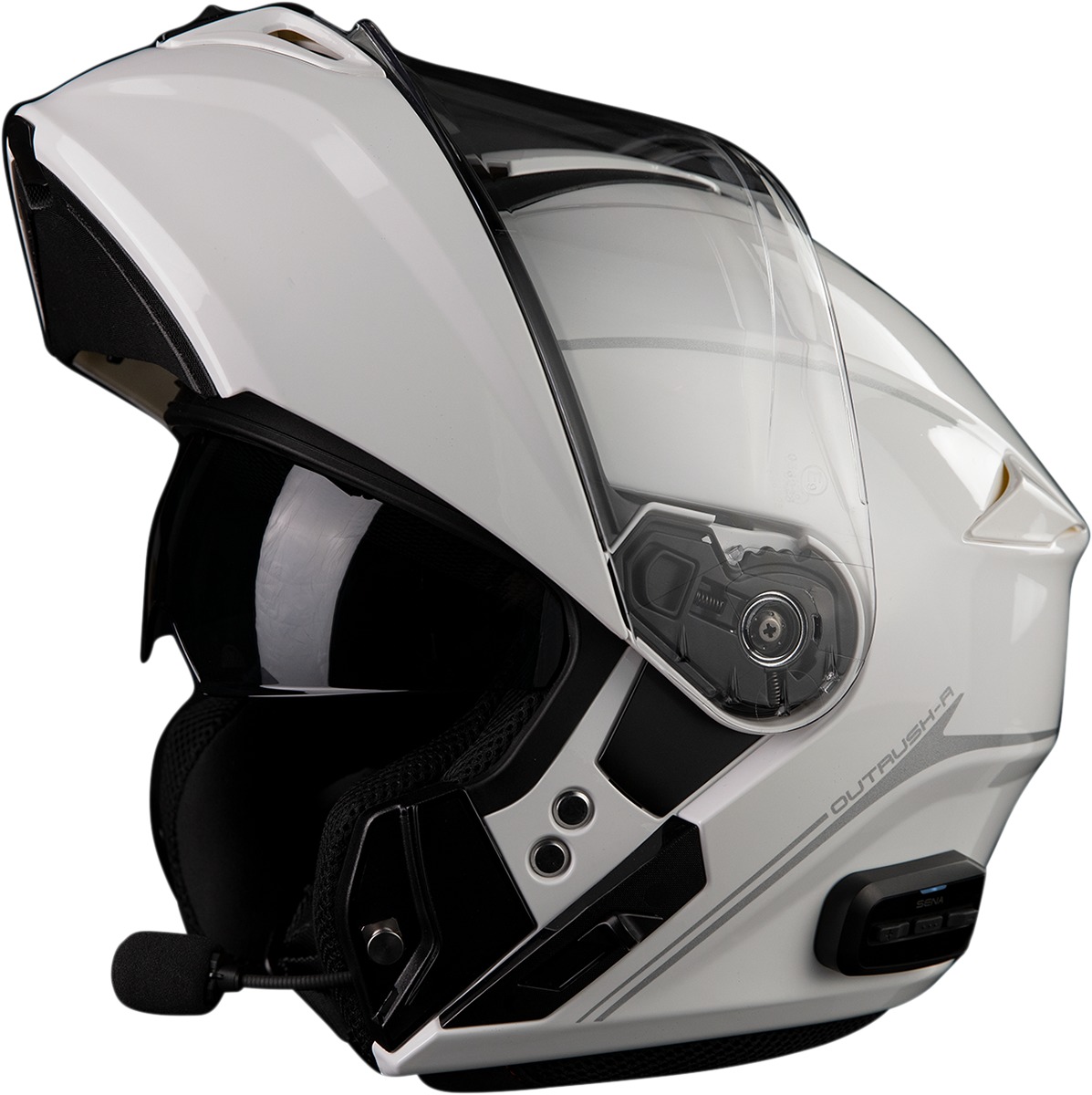 Sena Outrush R Bluetooth Helmet Gloss White Large - Click Image to Close
