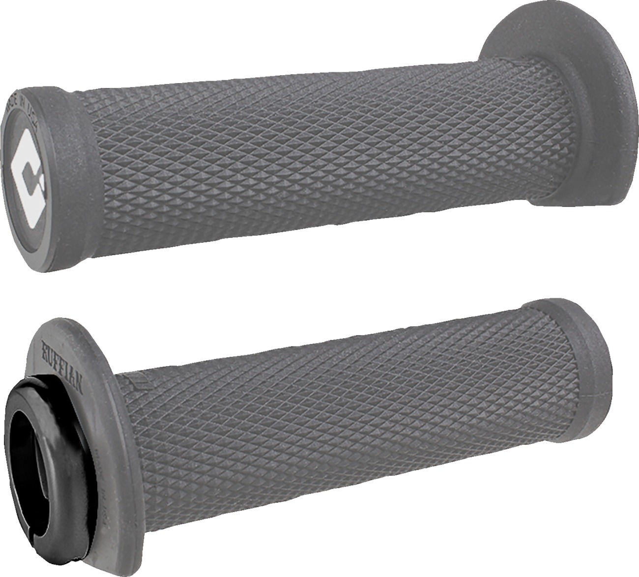 ODI Ruffian V2.1 ATV Grips 125mm Soft Grey Black - Soft lock-on grips, 125mm, grey/black, universal - Click Image to Close