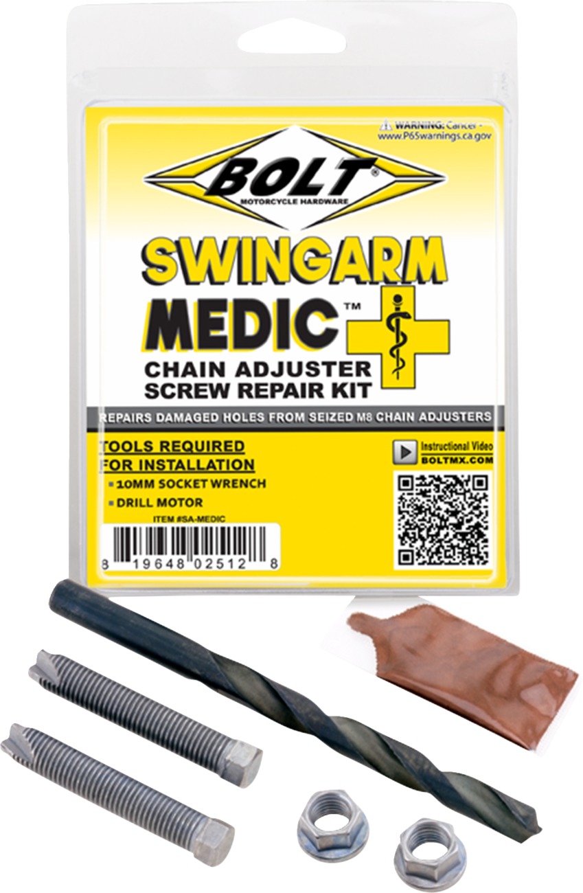 Bolt Swingarm Medic Chain Adjuster Repair Kit - For repairing M8 swingarm chain adjusters - Click Image to Close
