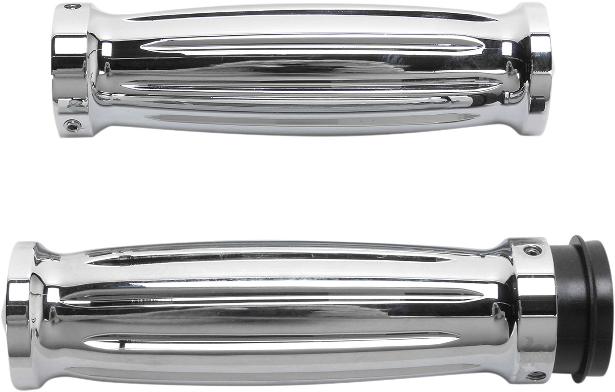 Accutronix Diamond Chrome Grips 1in Throttle-By-Wire Harley For 2008-2024 - Chrome grips, dual cable, for Harley 2008-2024 - Click Image to Close