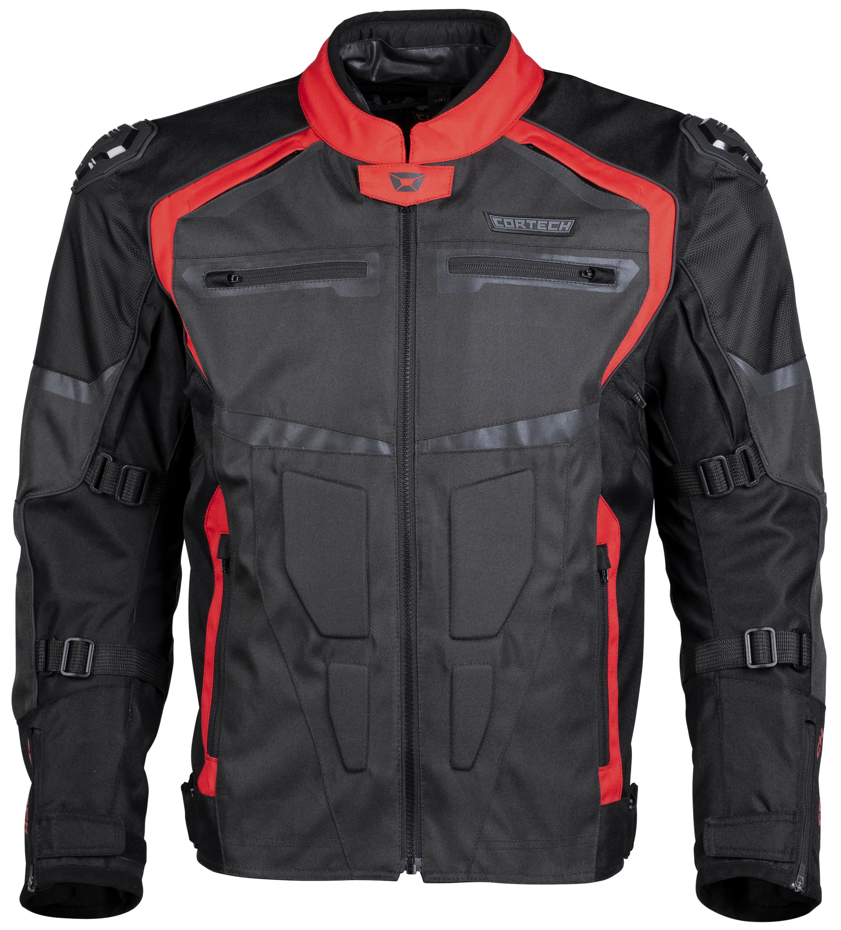 Hyper-Tec Armored Motorcycle Riding Jacket Red/Gunmetal Small - Click Image to Close
