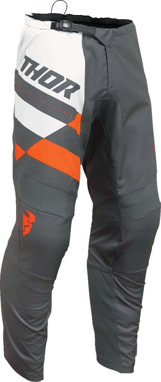 Thor Youth Sector Checker Pants White Charcoal Gray Orange Size 28 - Youth off-road pants, size 28, white/gray/orange - Click Image to Close