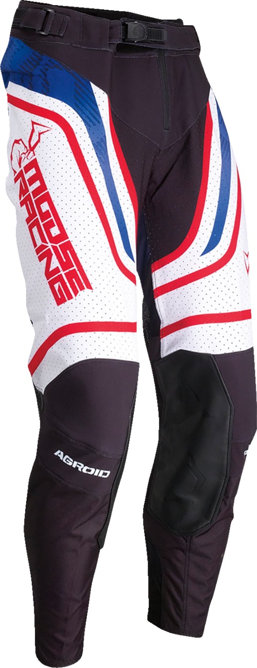 Moose Racing Agroid Pants Mens 38 Black Blue White Red - Athletic fit off-road riding pants, size 38 - Click Image to Close