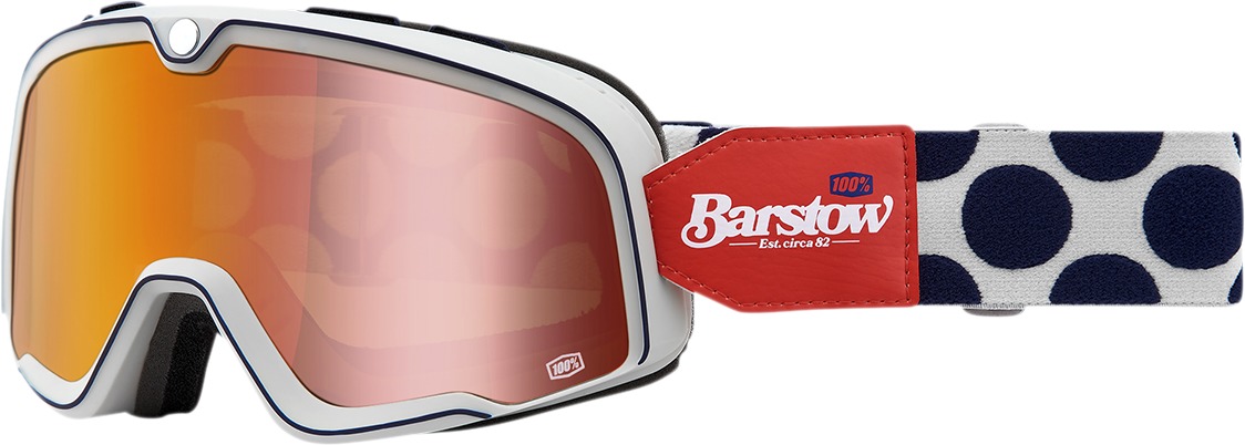 100% Barstow Goggle Hayworth Red Mirror Lens Adult One Size - Red mirror lens goggles, adult size, unisex - Click Image to Close