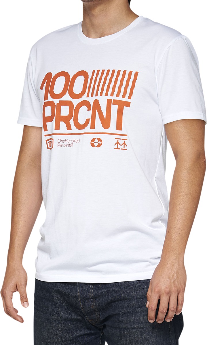 100 Percent Tech Surman T-Shirt White Orange Men's Large - Men's tech t-shirt, White/Orange, size Large - Click Image to Close