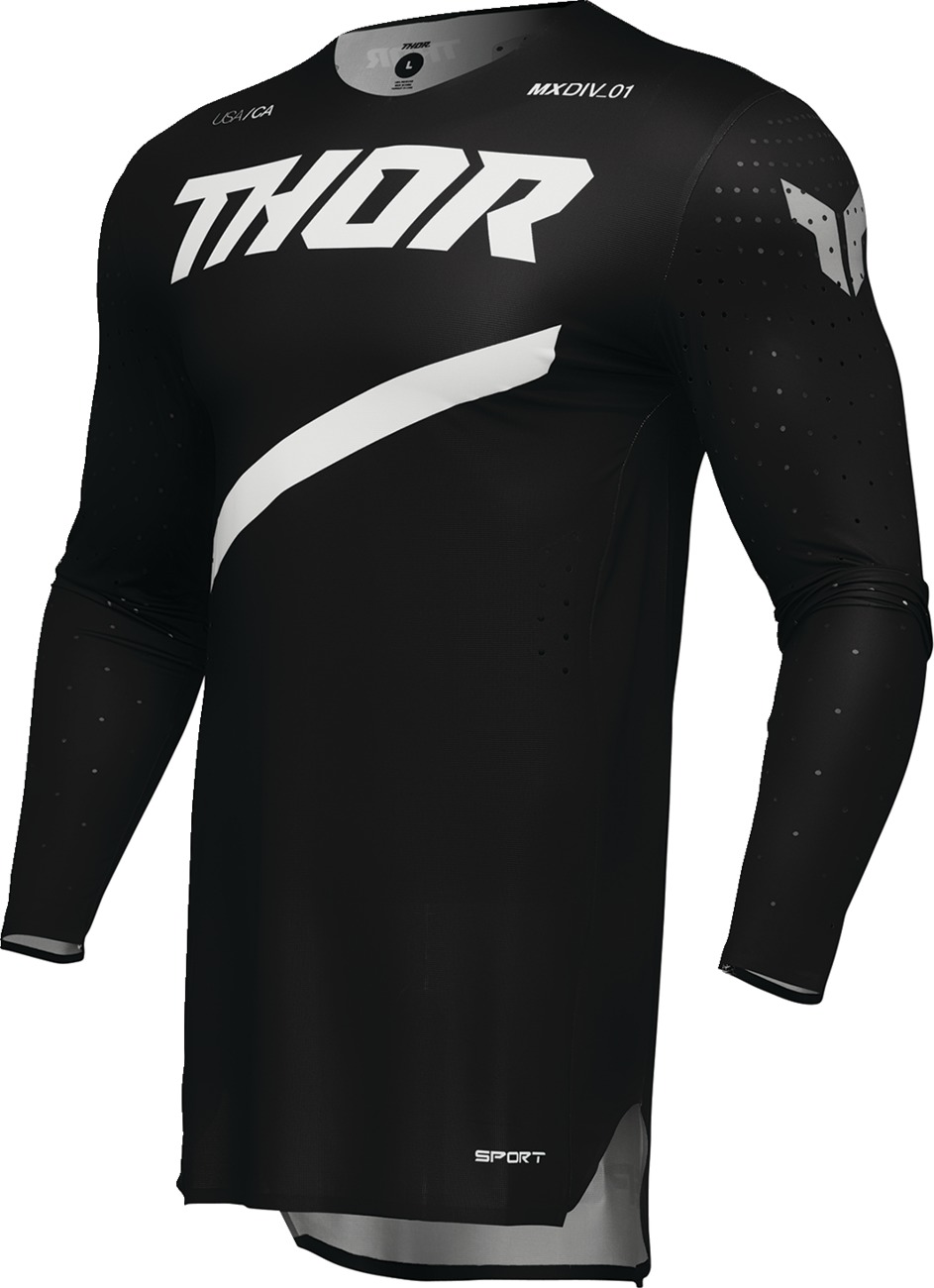 Thor SPORTMODE Brave Jersey Black White Medium Men's - Athletic fit off-road jersey in black/white, size M - Click Image to Close