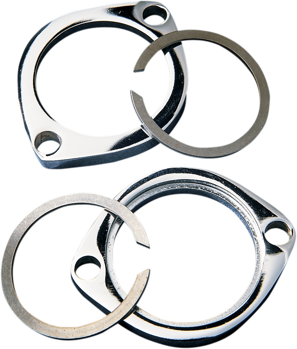 Chrome Steel Exhaust Flange Kit replaces 65328-83 & 65325-83 - For 99+ HD Twin Cam & 86+ Sportster - Click Image to Close
