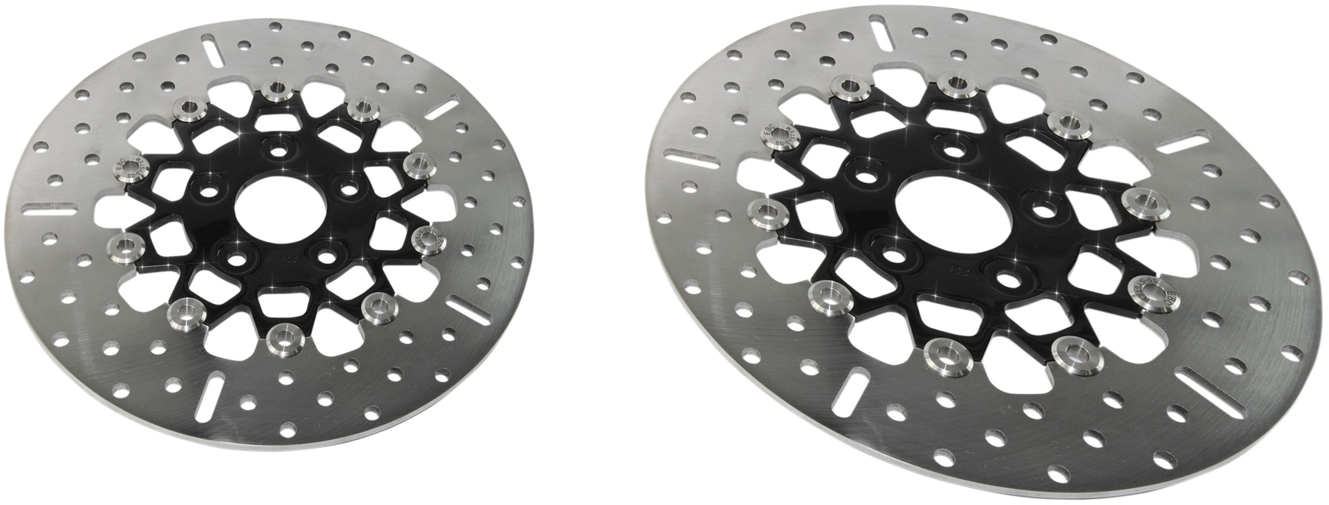 Black Chrome Contour Floating Brake Rotor - 5 Button Floating Brake Rotor - Black Chrome Center Front Set - Click Image to Close