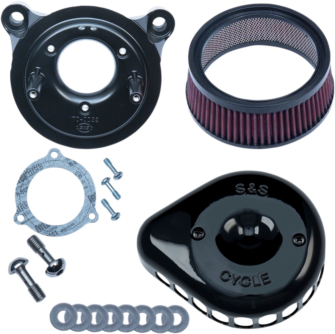 Black Stealth Mini Teardrop Air Cleaner by S&S for Harley-Davidson - Click Image to Close