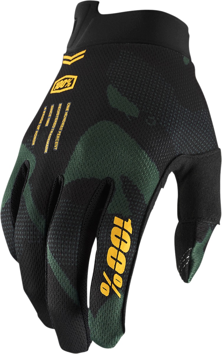 100% iTrack Gloves Green Black Men's Size S - Short cuff MX gloves in Green Black Men's Size S - Click Image to Close