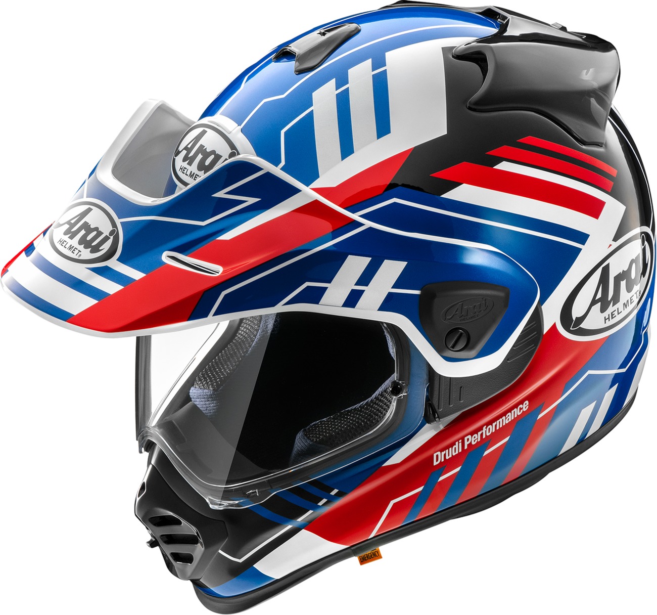 Arai XD-5 Trail Helmet XL Red/White/Blue - Dual sport helmet with VAS-A shield system - Click Image to Close