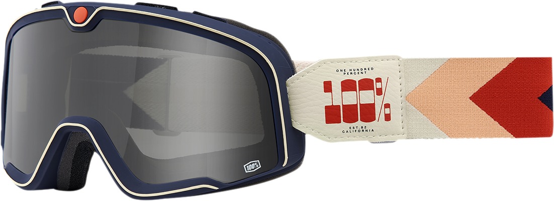 100% Barstow Goggle Teluride Smoke Lens Adult One Size Blue - Anti-fog vented goggles with smoke lens, unisex adult - Click Image to Close