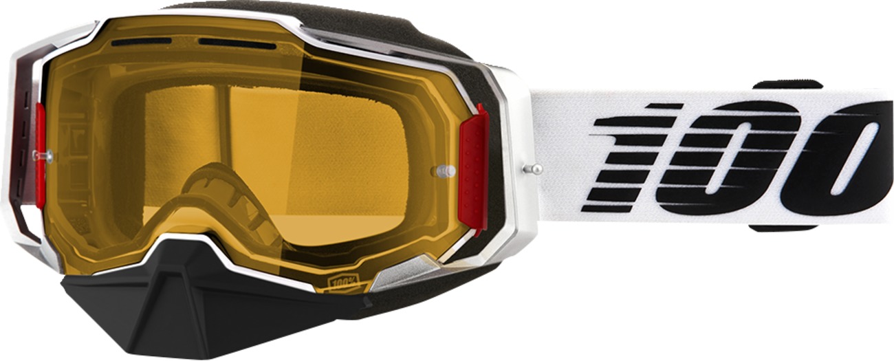 100% Armega Snow Goggle Yellow Lens Adult Unisex White Black - Yellow lens snow goggle for adults by 100% - Click Image to Close