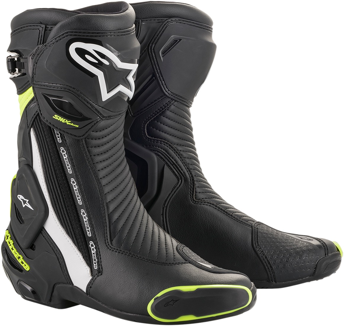 SMX Plus Street Riding Boots Black/White/Yellow US 6.5 - Click Image to Close