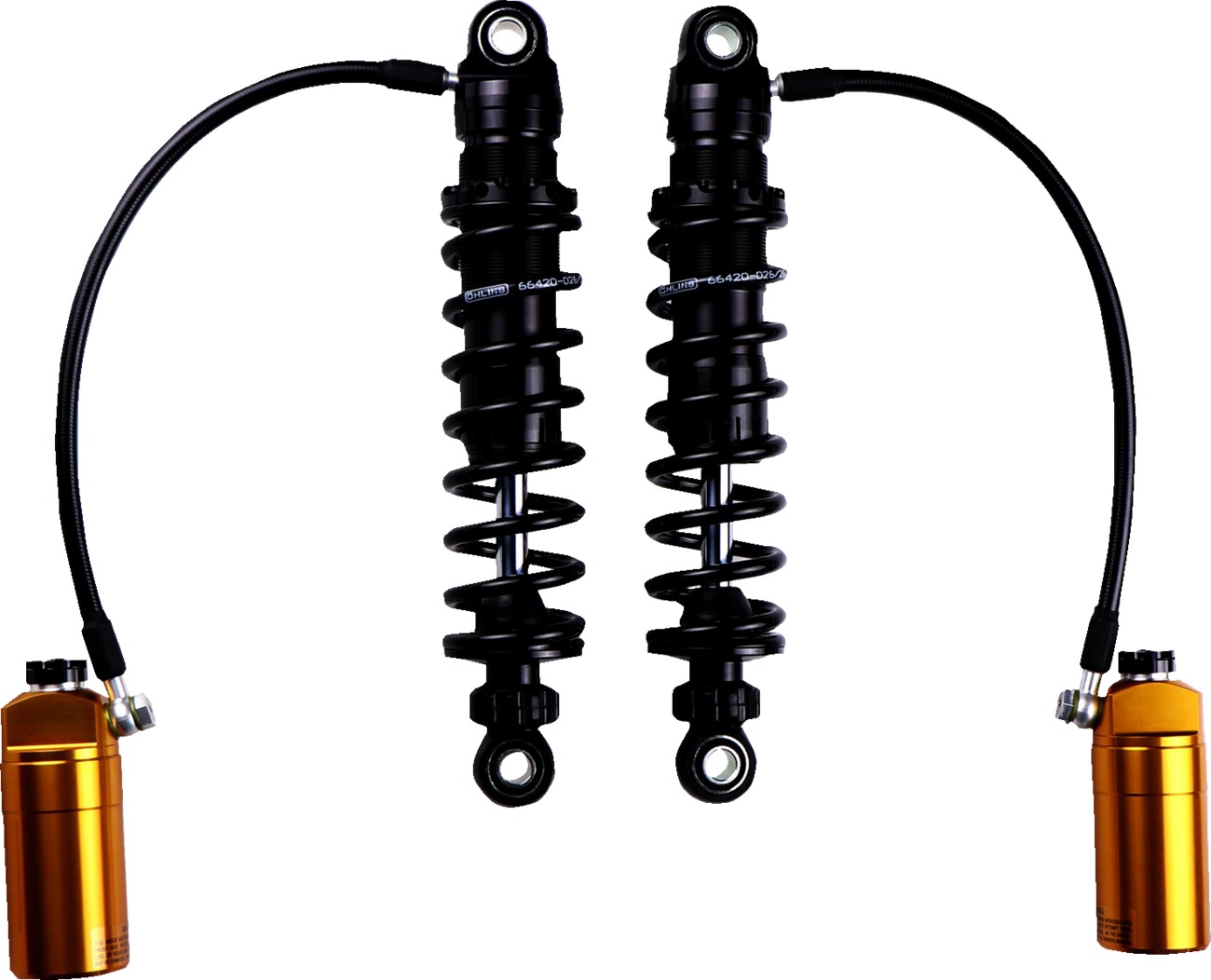 Ohlins STX 36 Blackline Rear Shocks Pair Black Harley Touring For FL Models - Click Image to Close
