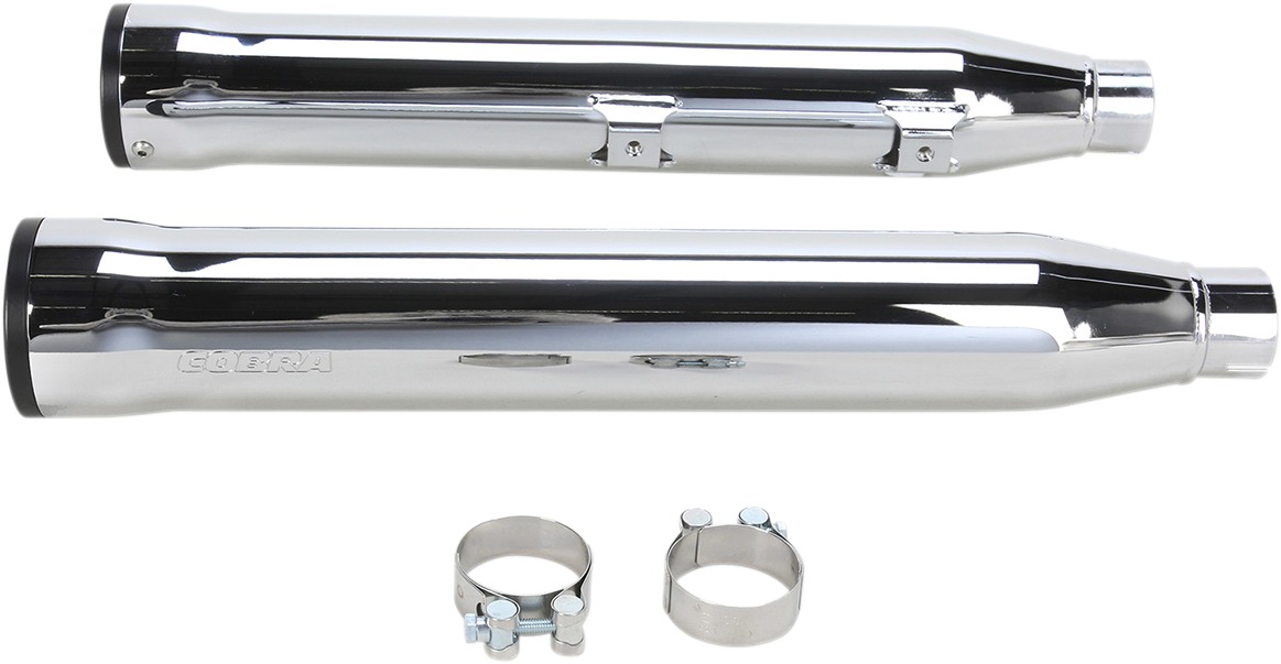 3" RPT Chrome Dual Slip On Exhaust - For 07-17 Harley FXST/B/C FLSTC FXCW/C - Click Image to Close