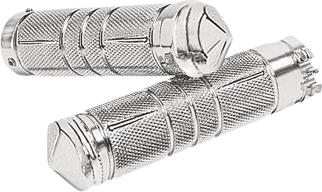 Accutronix Knurled Diamond Custom Grips Chrome 1in For Harley-Davidson - Chrome billet grips For Harley-Davidson models - Click Image to Close