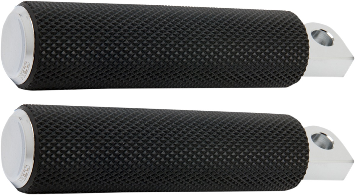 Arlen Ness Knurled Rubber Footpegs Chrome - Click Image to Close