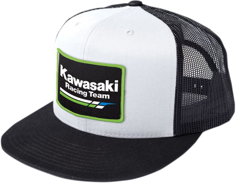 Men's Kawasaki Racing Hat White/Black by Factory Effex - Click Image to Close