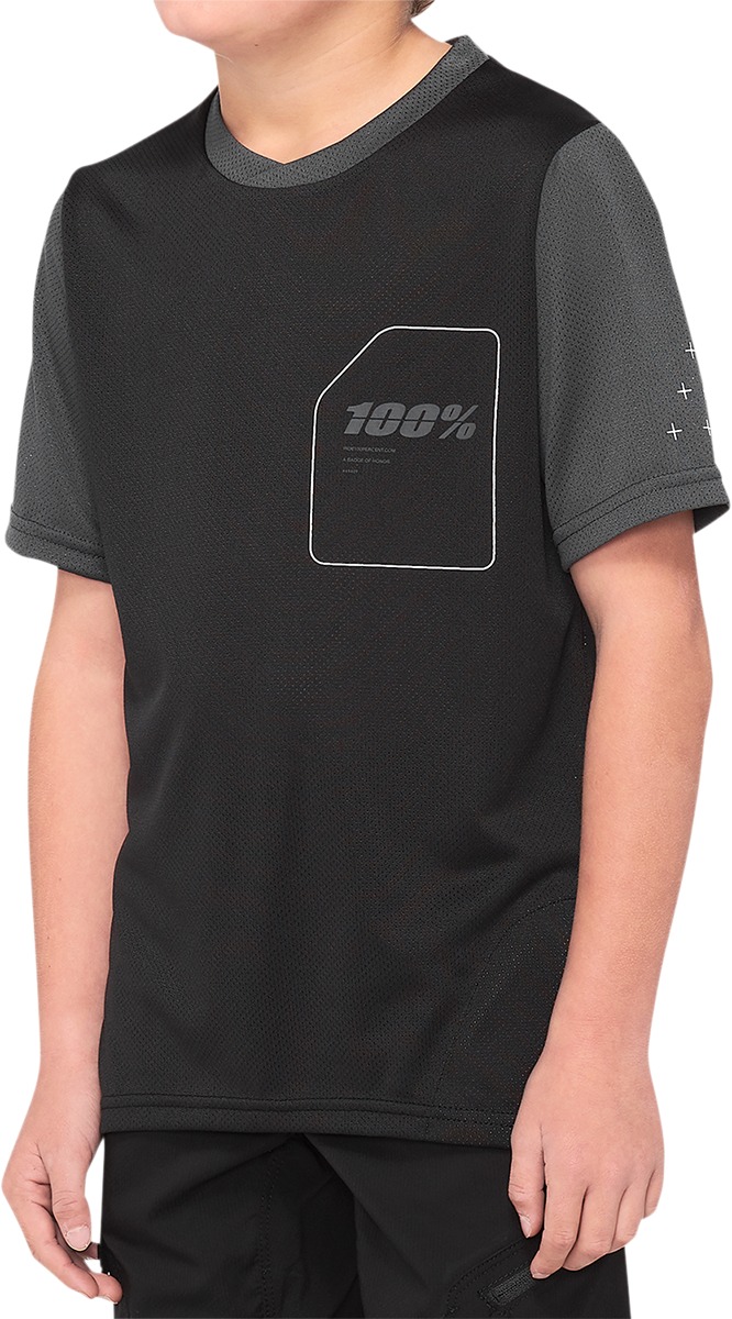 100% Youth Ridecamp Jersey, Black/Charcoal, Youth XL - Click Image to Close