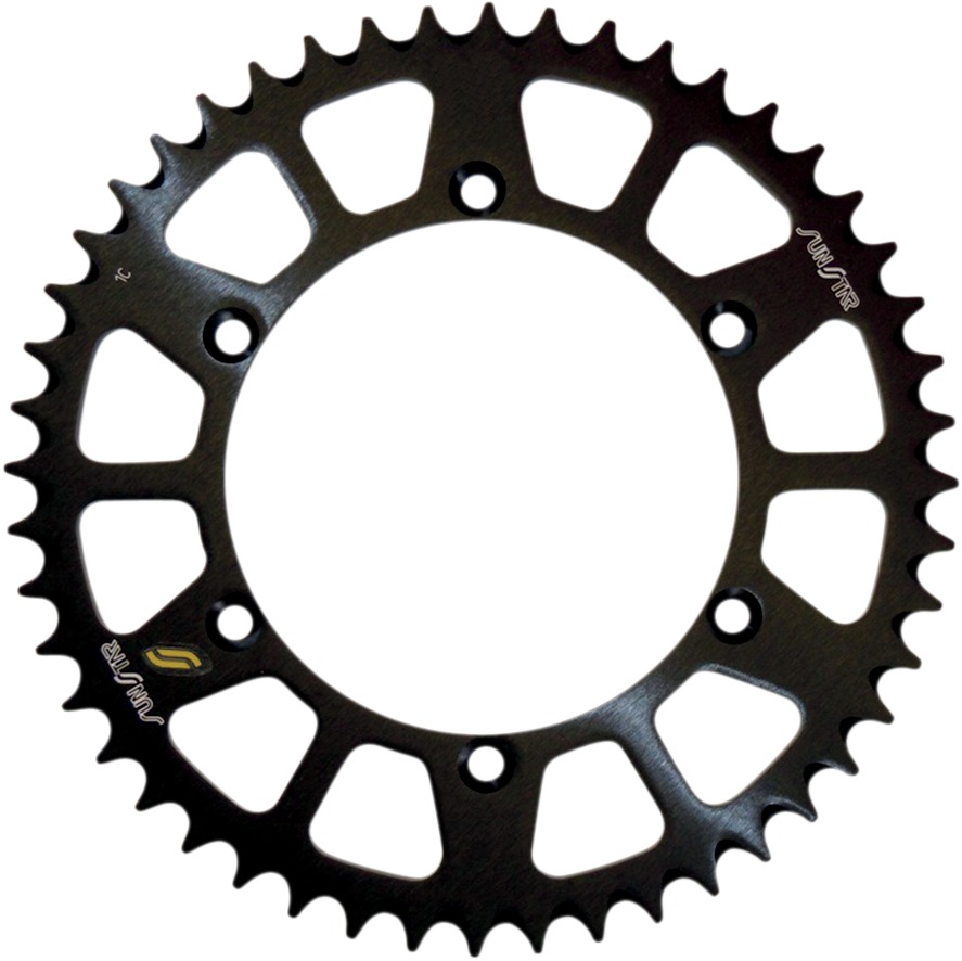 Works Triplestar Aluminum Rear Sprocket 49T - Black - For 82-18 Hon Kawa Suz - Click Image to Close