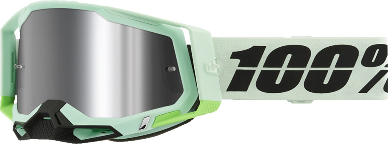 100% Racecraft 2 Goggles Palomar Green Mirror Silver Flash Adult - Anti-fog mirrored lens goggles, adult, Palomar Green - Click Image to Close