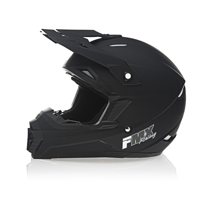 FMX N-600 Small Motocross Helmet, Matte Black, Double D Closure, DOT Approved - Click Image to Close