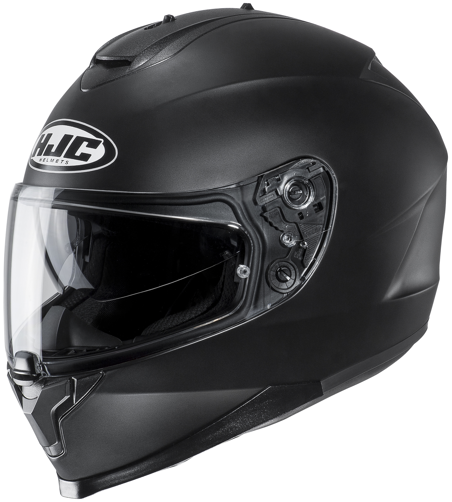 C70 Semi-Flat Black Full-Face Street Motorcycle Helmet X-Large - Click Image to Close
