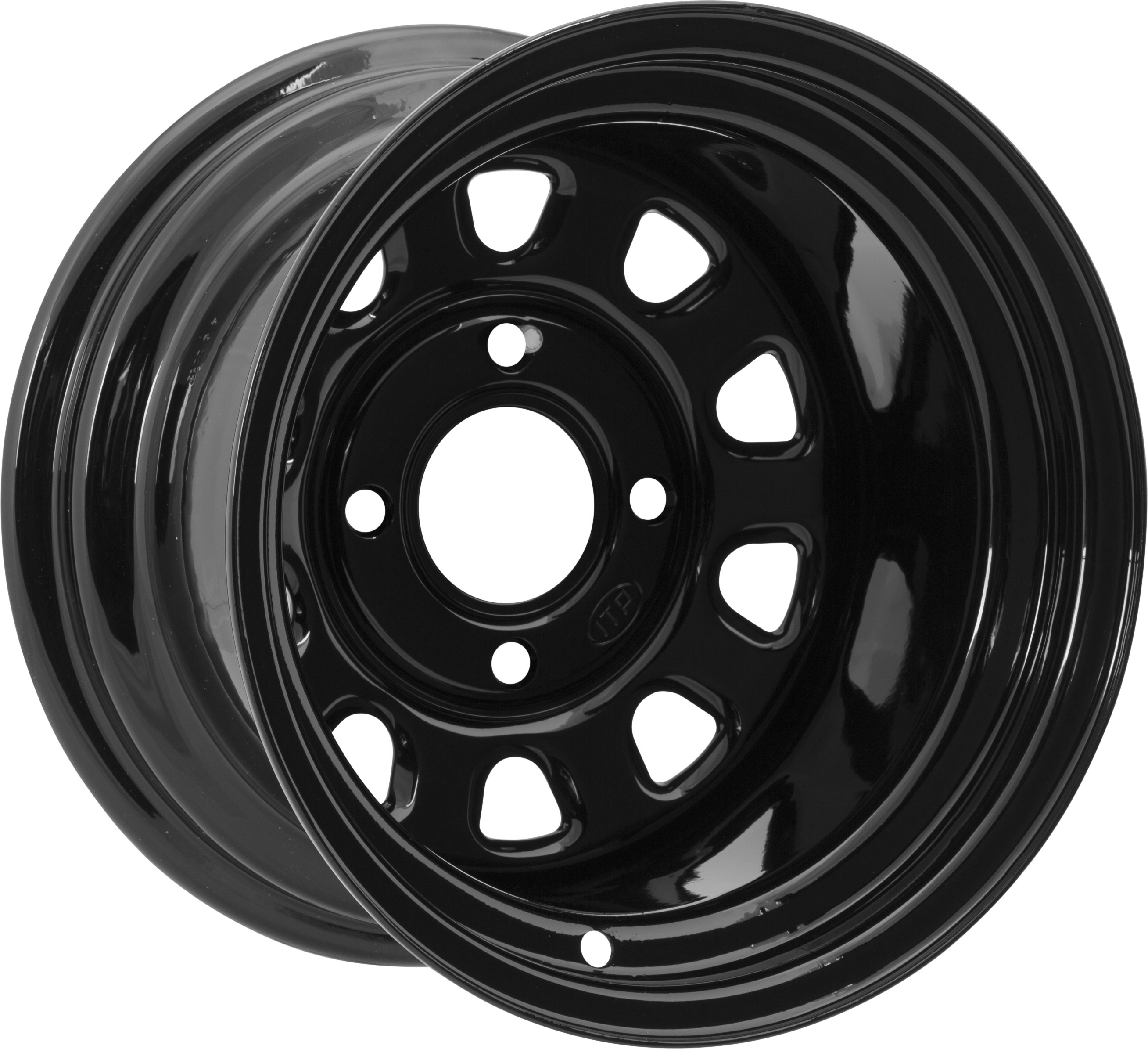 Delta Steel Wheel 14X7 4/156 4+3 Black 12mm hole - Click Image to Close