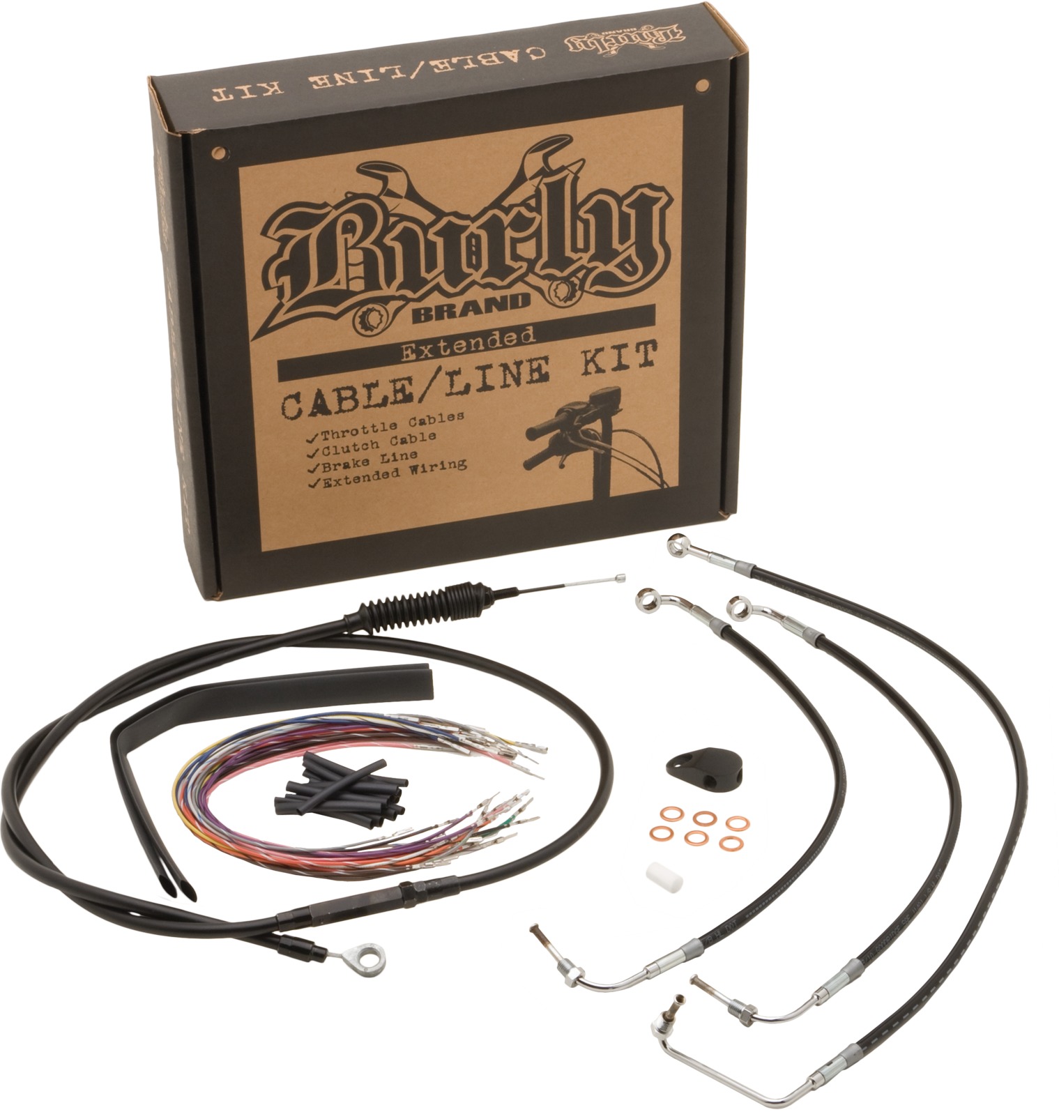 Burly Brand Control Kit 13in Bagger Bar Stainless For 97-99 Harley Touring - Control cable kit for 97-99 Harley Bagger models - Click Image to Close