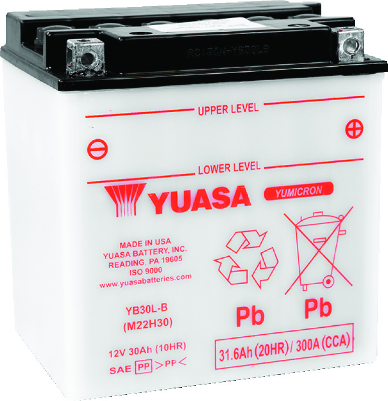 Yuasa YB30L-B Yumicron 12V Battery - 12-Volt battery, fits many Harley, Polaris, Arctic Cat - Click Image to Close