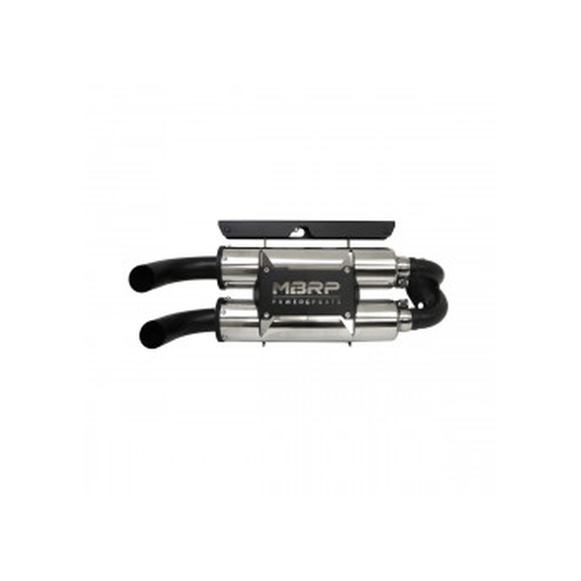 MBRP Power Tech 4 Dual Slip-On Exhaust Silver Fits 15-17 RZR XP 1000 - Click Image to Close