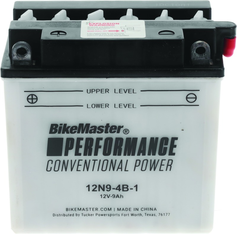 BikeMaster 12N9-4B-1 Conventional Battery - 12V 12N9-4B-1 battery, 90 CCA, For motorcycles - Click Image to Close