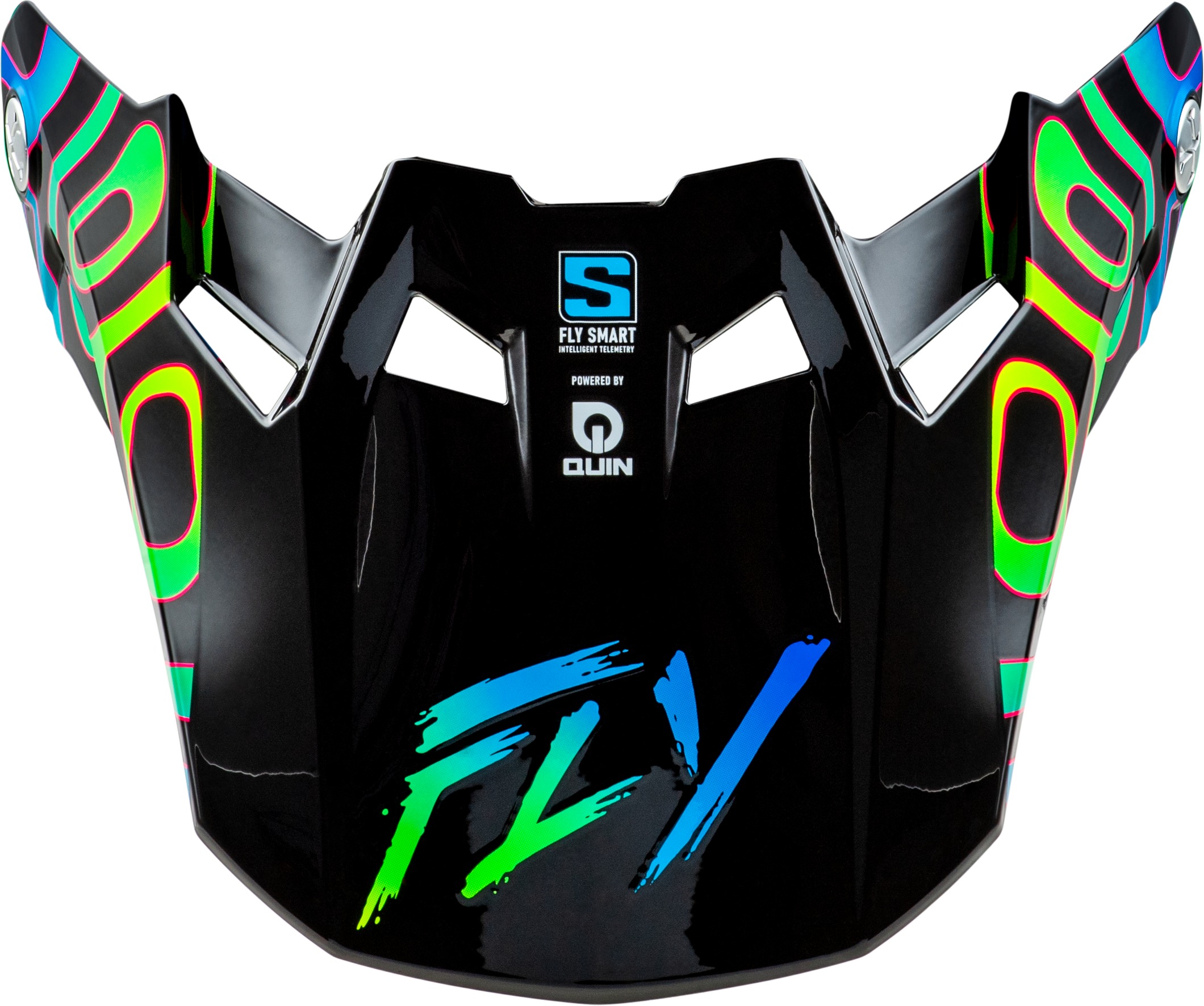 FLY Racing Formula S Carbon Zen Visor Black/Blue/Yellow XL/2X - Visor for Formula S Carbon Zen Helmet - Click Image to Close