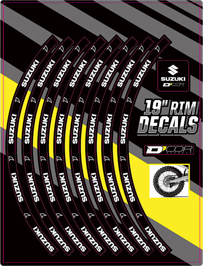 Rim Decals 19" Suzuki Logo Rear - For 00-17 Suzuki RMZ RM - Click Image to Close