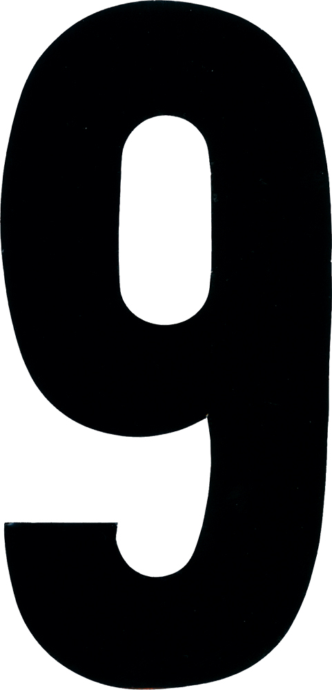 #9 7" Tall Black "Extreme" Stick-On Race Numbers - 3 Pack - Click Image to Close