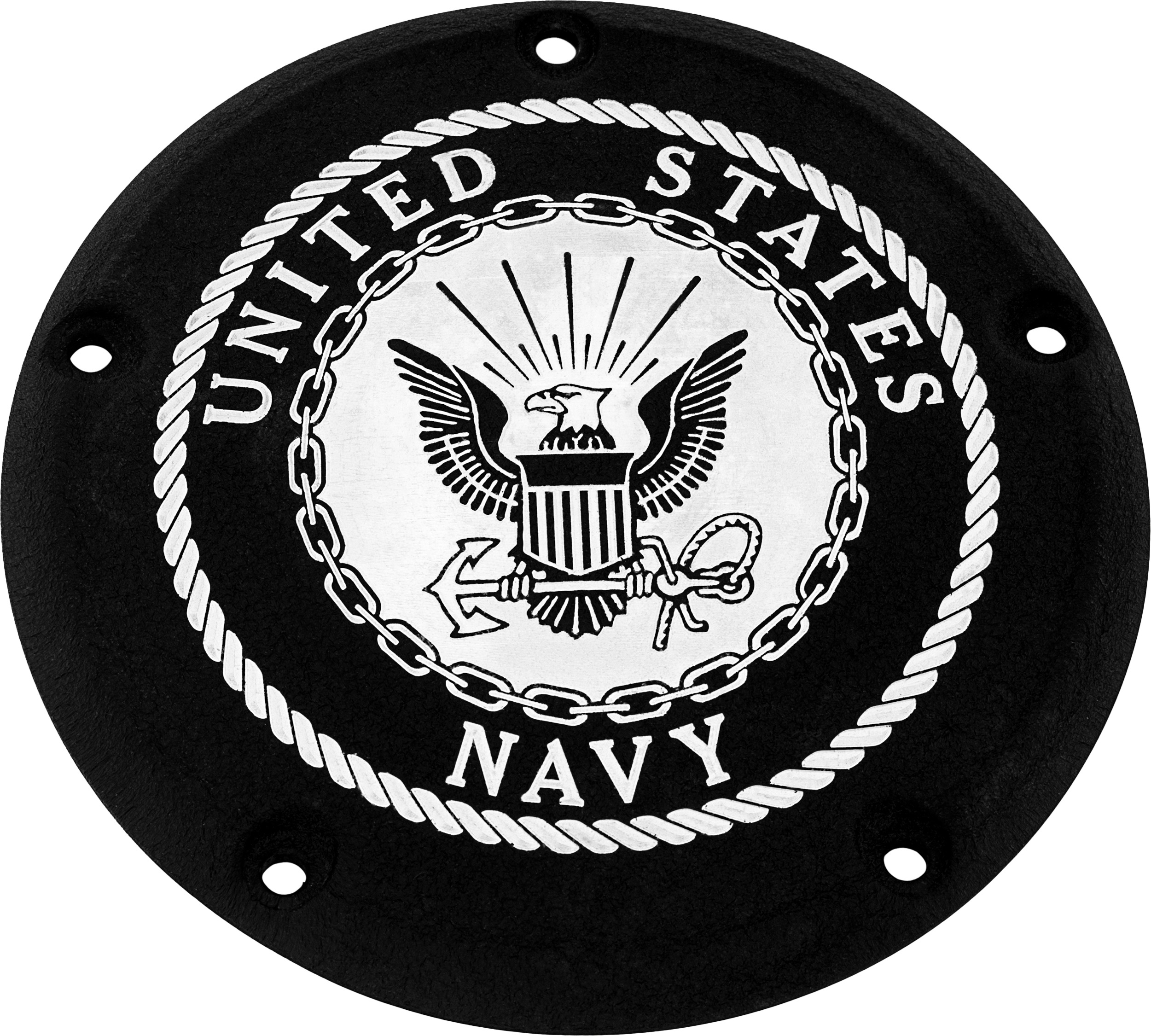 Custom Engraving 7 M8 FLT/FLH Derby Cover Navy Black For Harley Touring - Black derby cover For Harley FLT/FLH models - Click Image to Close