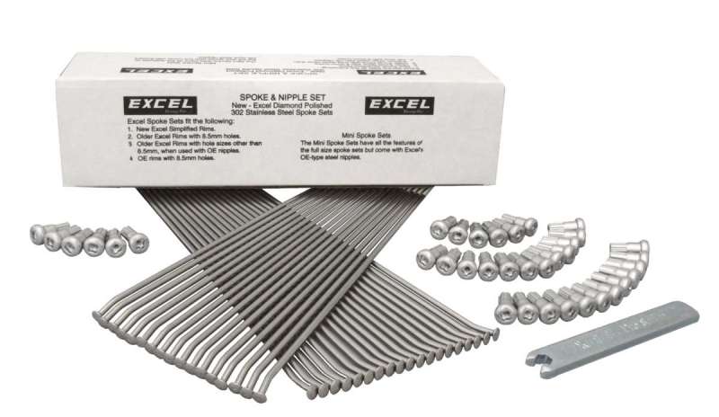 Excel Front Spoke/Nipple Set 9 Gauge Silver 36 Qty w/ Wrench Fits Suzuki - Click Image to Close