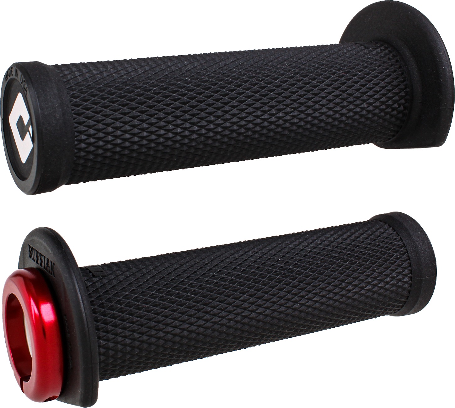 ODI Ruffian ATV/PWC Lock-On Grips Black/Red 7/8in Bars - Slim lock-on grips for ATV and PWC, Black/Red - Click Image to Close