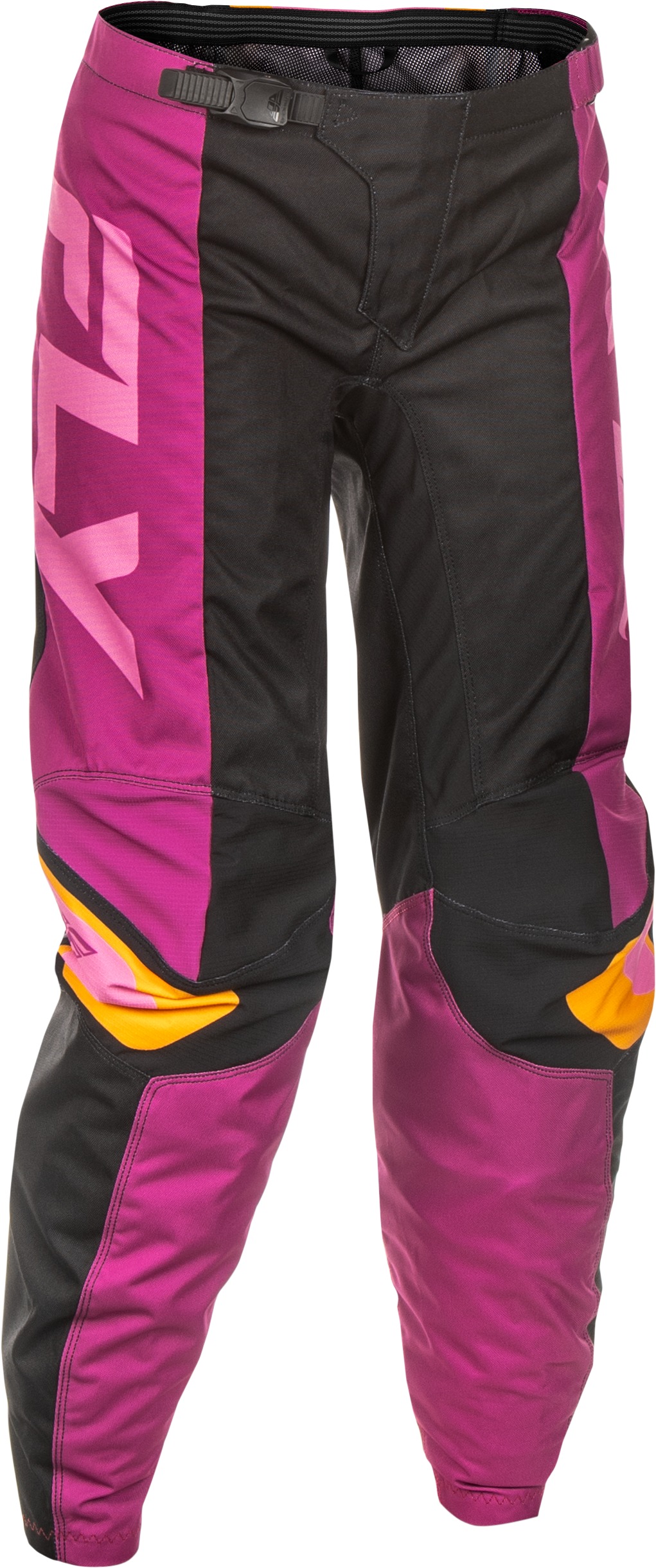 Fly Racing Women's F-16 Pants Black/Mauve/Yellow 15/16 - Durable women's riding pants - Click Image to Close