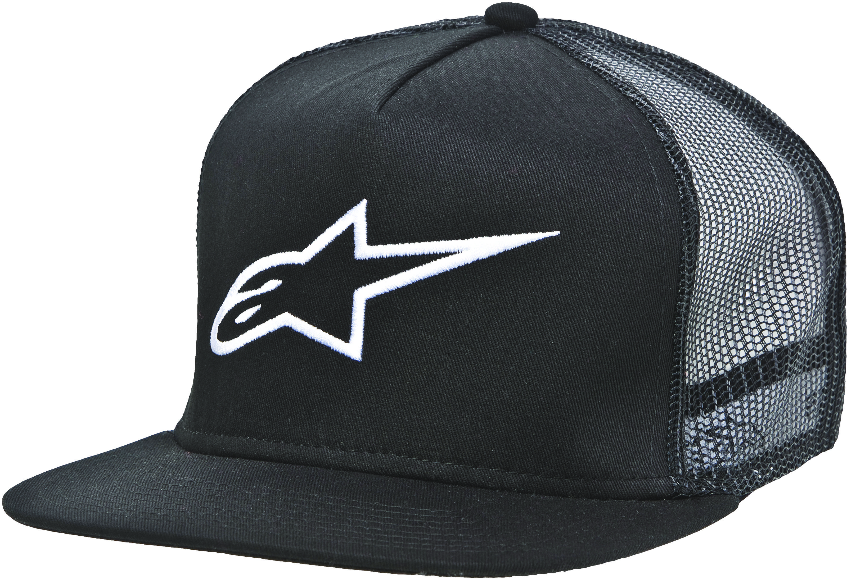 Alpinestars Corporate Trucker Hat Black OS - Black mesh snapback trucker hat, one size - Click Image to Close