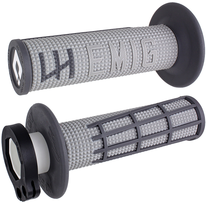 ODI Emig 2.0 V2 Lock-On Grips Gray/Graphite Pair - Lock-on grips, gray/graphite, For select MX/Off-Road bikes - Click Image to Close