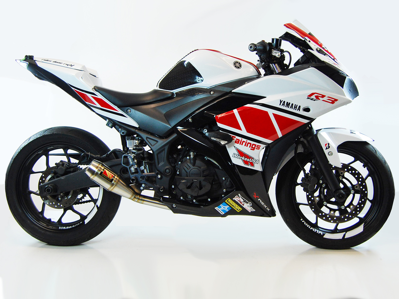 Stainless Steel Race Slip On Exhaust - For 15-24 Yamaha R3 - Click Image to Close