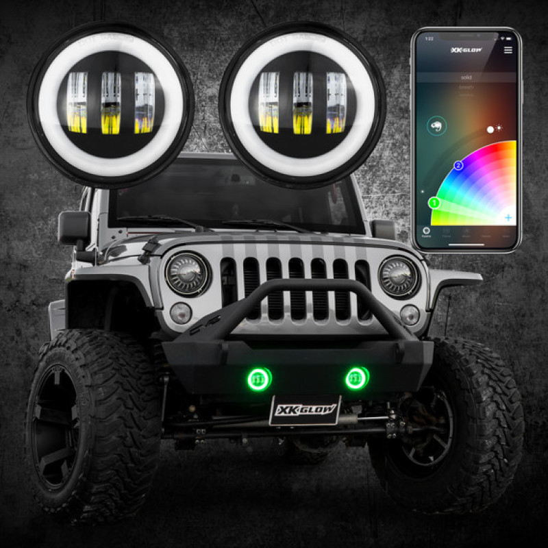 4In Black RGB LED Fog Light XKchrome Bluetooth Kit by XKGLOW - Click Image to Close