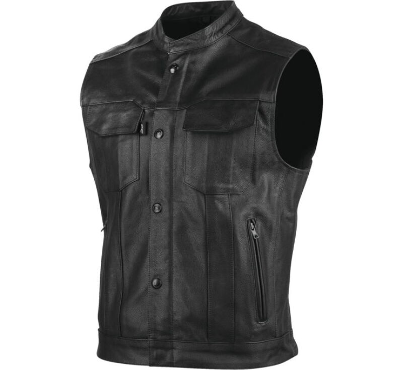Speed and Strength Band Of Brothers Leather Vest Black Medium - Men's leather riding vest in black, size medium - Click Image to Close