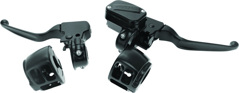 Biker's Choice Handlebar Control Kit Black 1/2in Bore w/o Switches - Click Image to Close