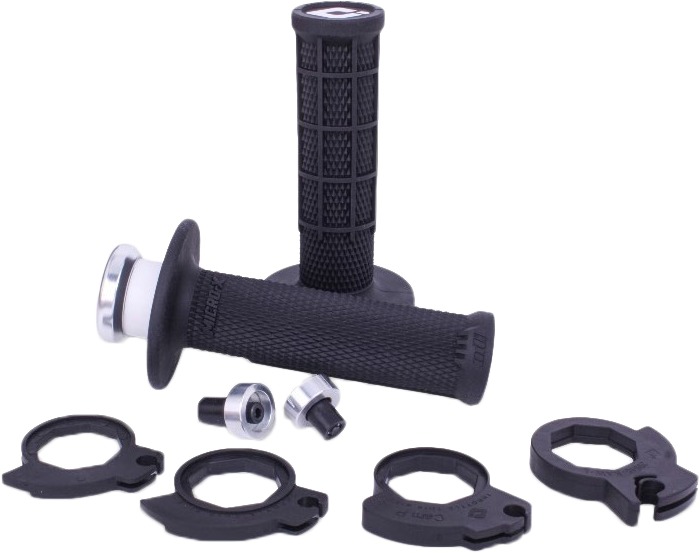 ODI Micro-X Half-Waffle V2 Lock-On Grips Black/Silver - Lock-on grips for micro handlebars, Black/Silver - Click Image to Close